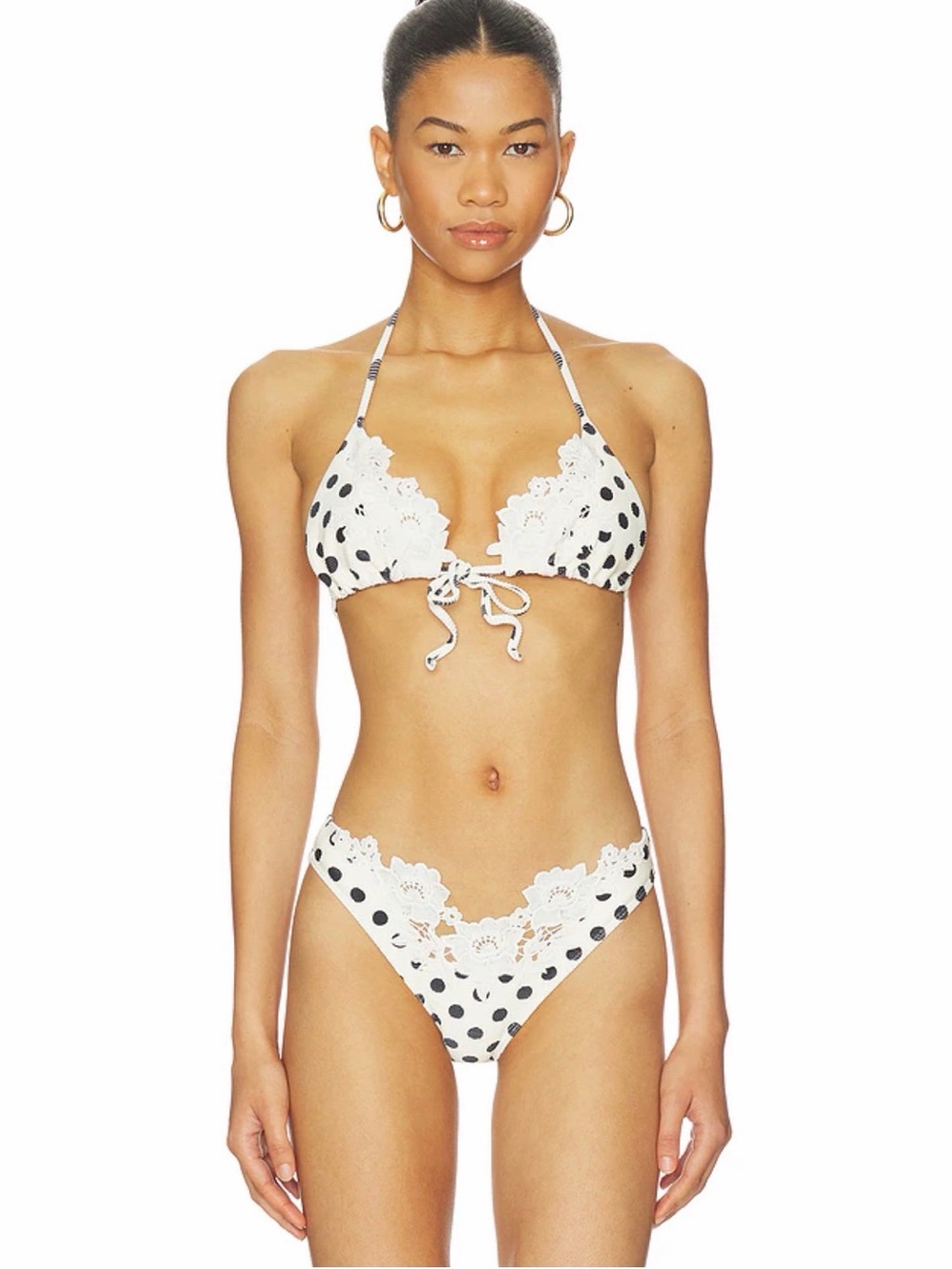 For Love & Lemons Cream Black Polka Dot Lelani Bikini Bottom - Picture 5 of 11